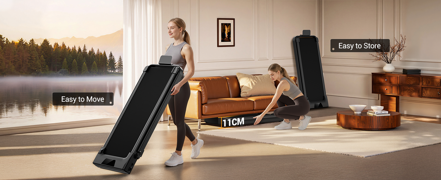 Бігова доріжка UMAY Walking Pad з нахилом 15%, швидкість до 10 км/год, тиховий двигун, для дому та офісу, макс. навантаження 136 кг, чорна