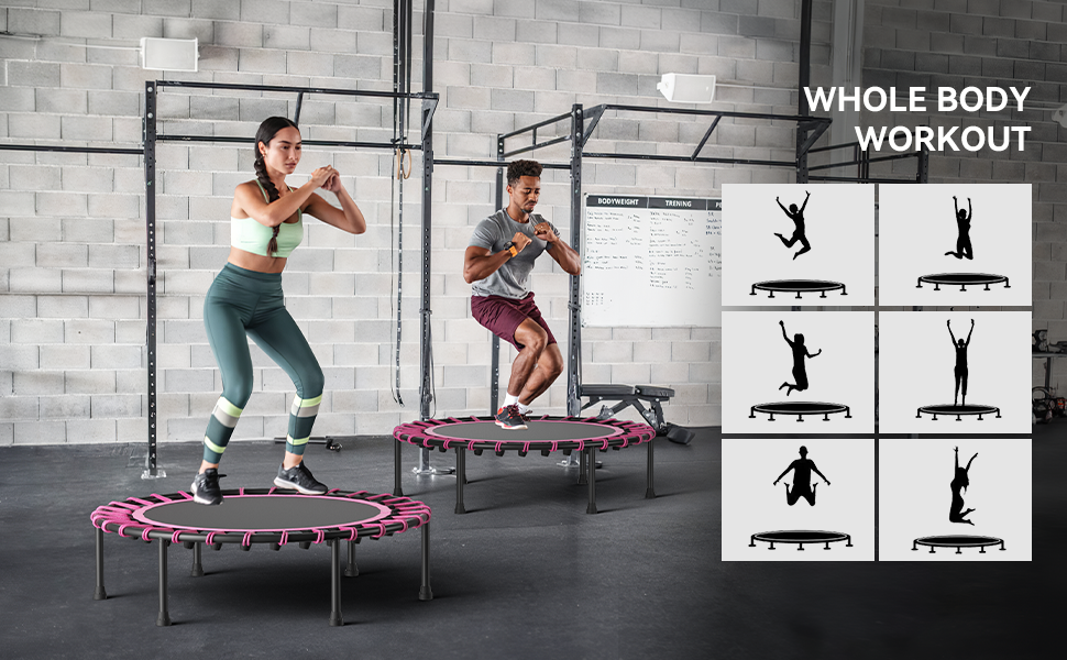 Міні-батут для дорослих 101,6 см, без поручнів, рожевий. Ідеальний для фітнесу вдома та на вулиці