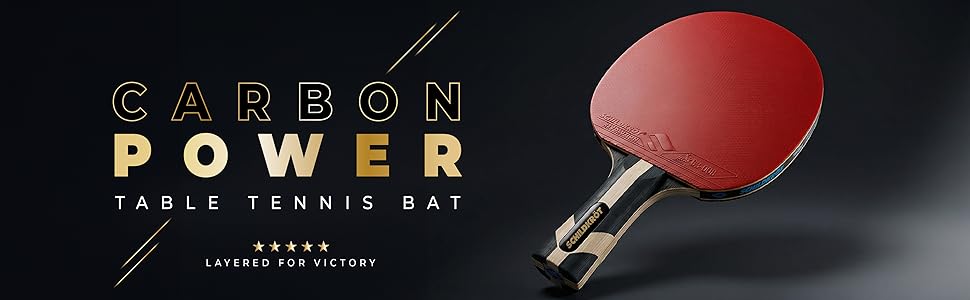 Ракетка для настільного тенісу Schildkröt Carbon Power — атакувальна карбонова ракетка з сертифікованими накладками ITTF для аматорів та професіоналів