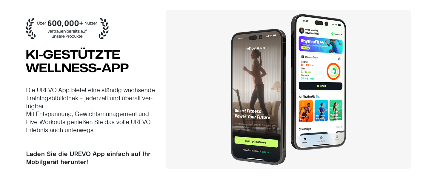 Бігова доріжка Smart Laufband з автоматичним нахилом 9%, 2.5 к.с., складана для дому та офісу, велика платформа, тиха, з KI-додатком та режимами HIIT, чорна