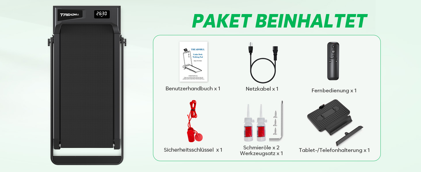 Тренажер для дому 2-в-1 Laufband Klappbar: складаний біговий килимок з нахилом 10%, потужність 3.0PS, LED-дисплей, для дому та офісу, до 145 кг, чорний з ручками