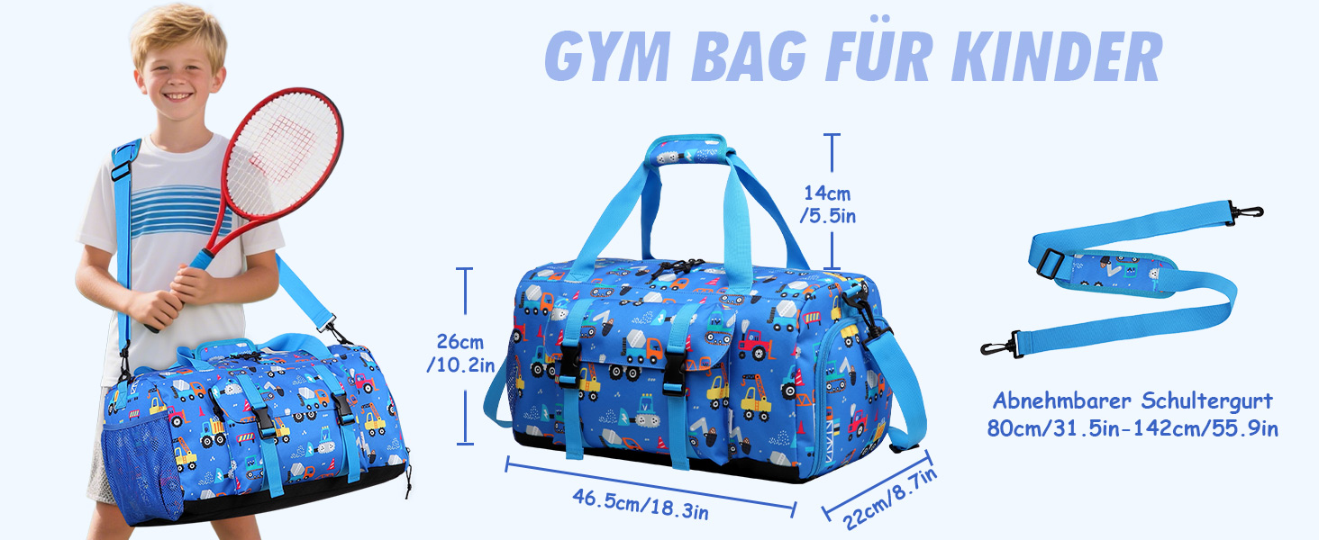 Спортивна сумка для дітей, дорожня сумка, мішок-сумка, спортивна сумка для плавання, для хлопчиків та дівчаток, водовідштовхувальна, сумка-мішок для перевезення ручною поклажею, сумка-мішок для подорожей на вихідні з відділенням для взуття, блакитна