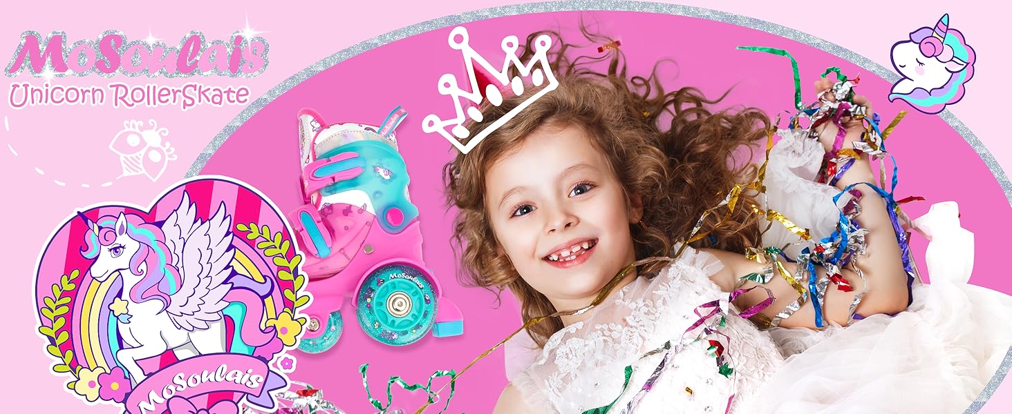 Дитячі ролики Kinder Einhorn для дівчаток та хлопчиків, з підсвічуванням, регульовані, 4 розміри, для початківців, подарунок