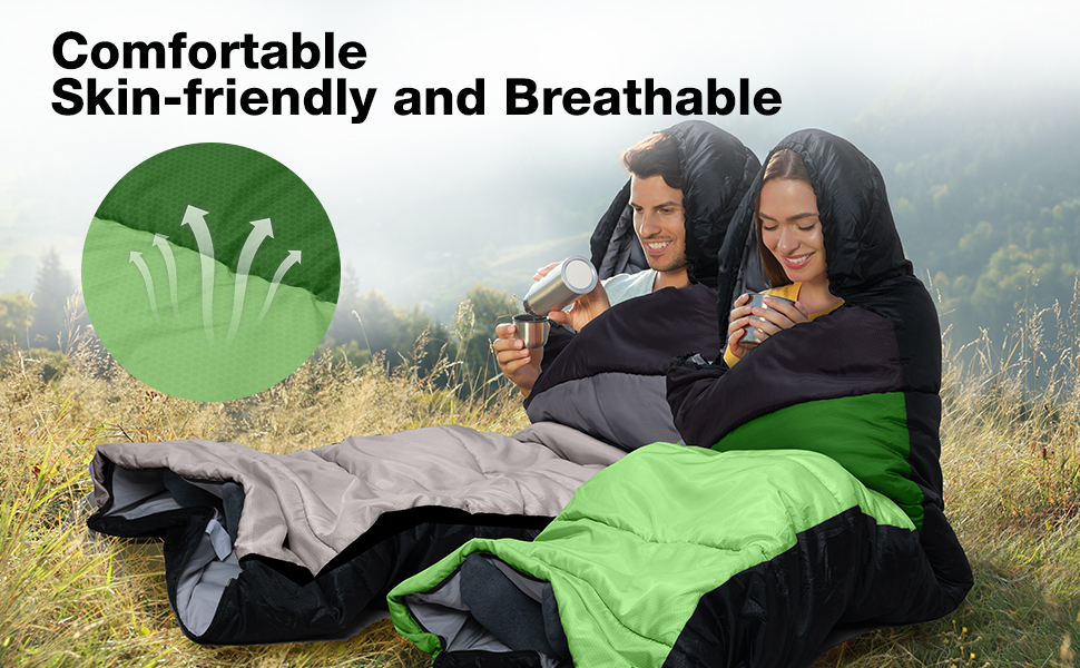 Спальний мішок Outplea для кемпінгу, 3-4 сезони, водонепроникний, 220x80 см, для дорослих та дітей, блакитний