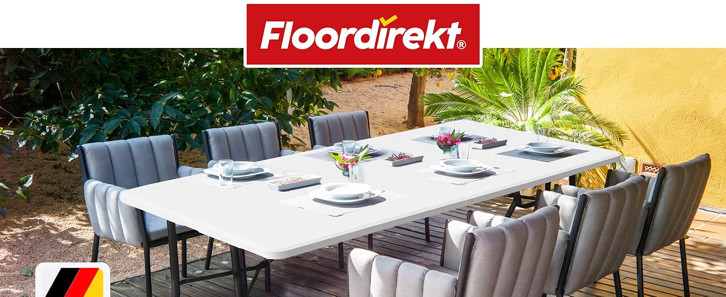 Зручний розкладний садовий столик Floordirekt Akita 120x60 см - для тераси, балкону, кемпінгу