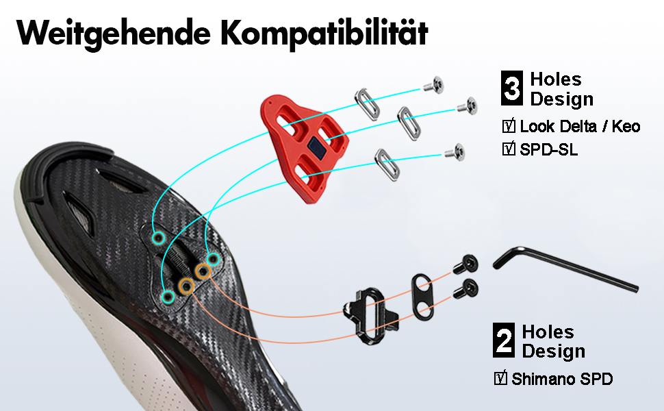 Велосипедні шкарпетки для чоловіків та жінок, для шосе, сумісні з SPD, SPD-SL, Look Delta/Keo | Універсальні велотуфлі для Peloton, шосе та занять в залі | Легкі та дихаючі, розмір 43 EU, білі