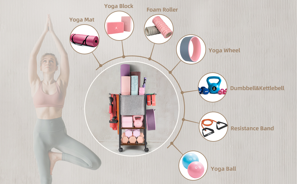 Організатор для зберігання килимка для йоги та спортивного обладнання: стійка для гантелей, тренажерів, роликів
