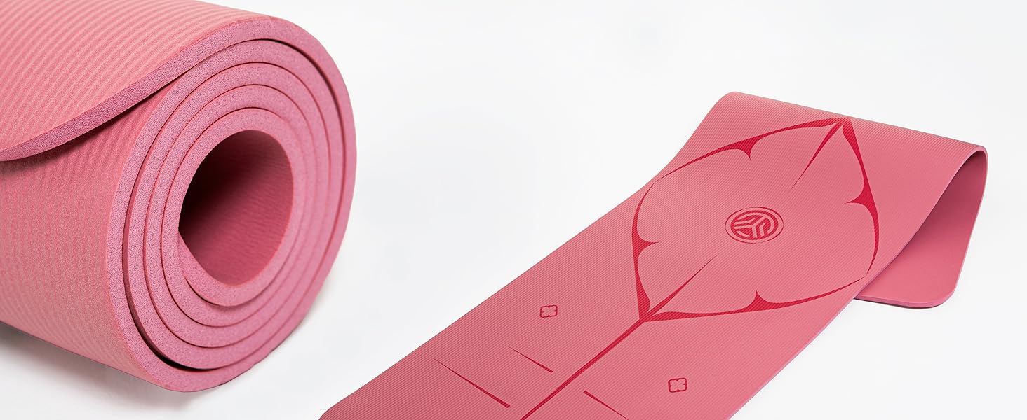 Йога мат для занять йогою, пілатесом та силовим тренуванням - німецька розробка, неслизька, захищає суглоби, 2 товщини (1.0 та 1.5 см), м'яка спортивна мат, рожева