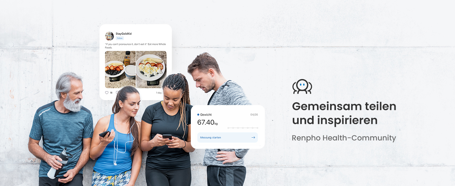 Вага RENPHO з Bluetooth для аналізу складу тіла: жир, BMI, м'язи, білок, BMR. Цифрова вага з додатком для моніторингу здоров'я. Біла, 280 мм