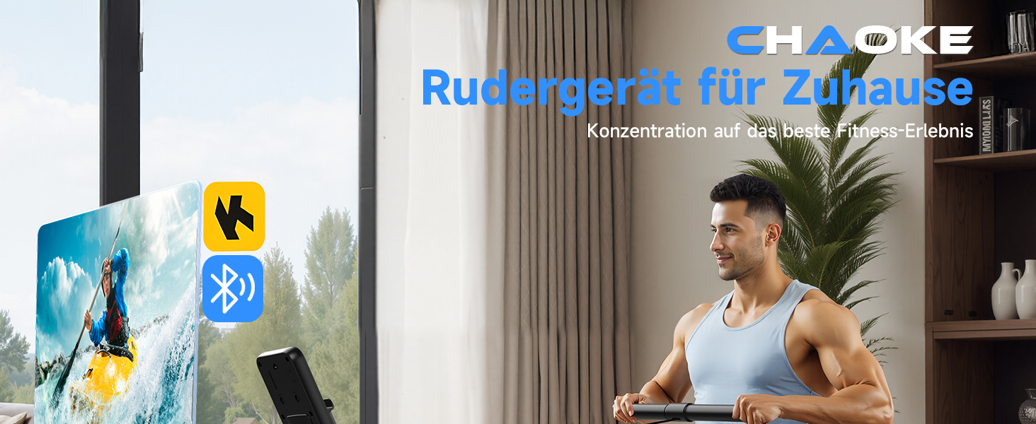 Гребний тренажер CHAOKE для дому, тихий магнітний, з App, 16 рівнів опору, стабільний, до 160 кг, чорний