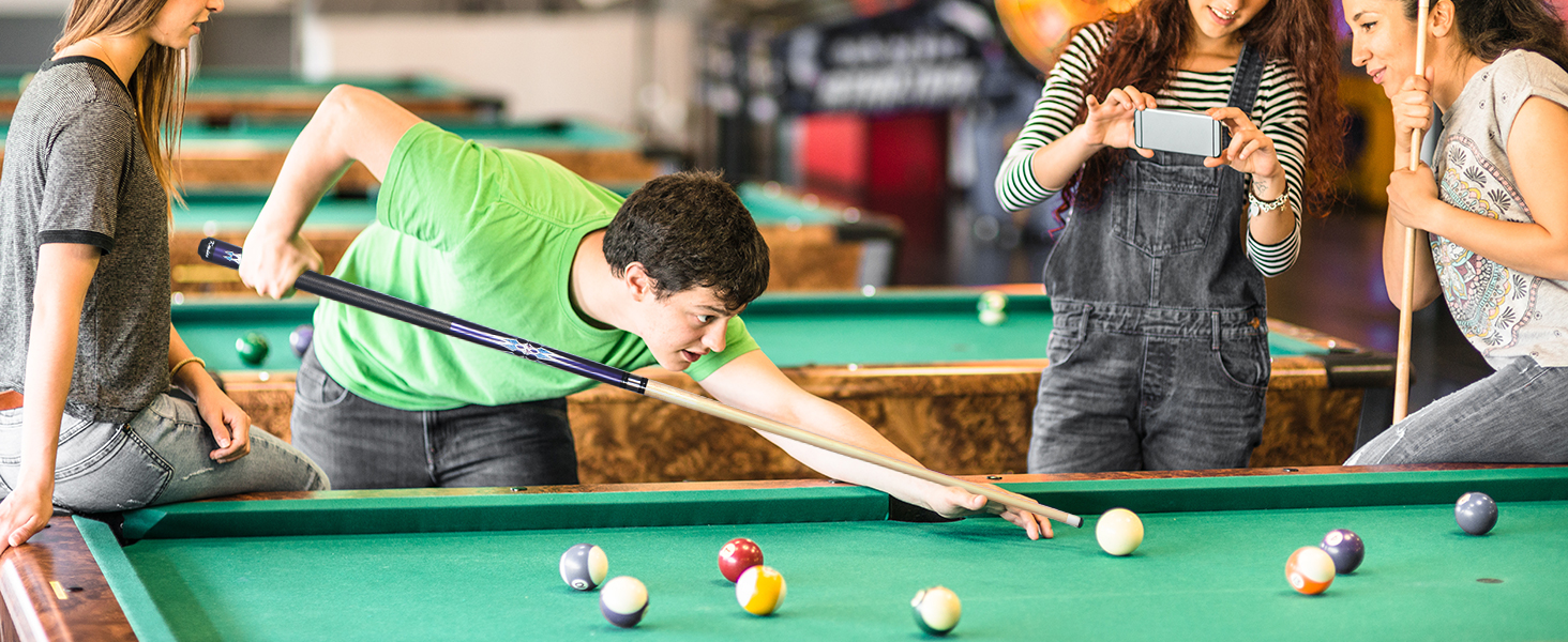 Набір більярдних київ Kmise Pool-Queue-Stick Set – 147 см, канадський клен, професійні, для дорослих, різні кольори, для барів, дому, більярдних столів, 6 кольорів, 510 г