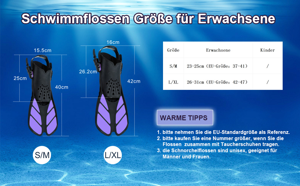 Ласти для плавання Schnorchelflossen S/M (37-41) фіолетові: гнучкі, регульовані, PP+TPR, унісекс