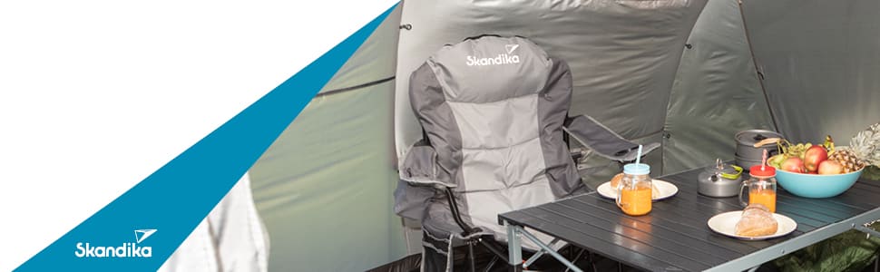 Крісло для кемпінгу Skandika Relax Comfort: зручне, складне, з підстаканником та ізольованим відділенням, до 160 кг, сіре