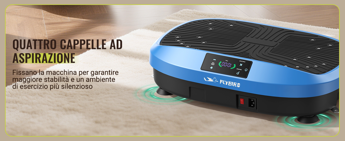 Вібраційна платформа FLYBIRD для всього тіла з пультом дистанційного керування, 120 швидкостей, 150 кг, N-блакитний (Переможець тесту 2025)