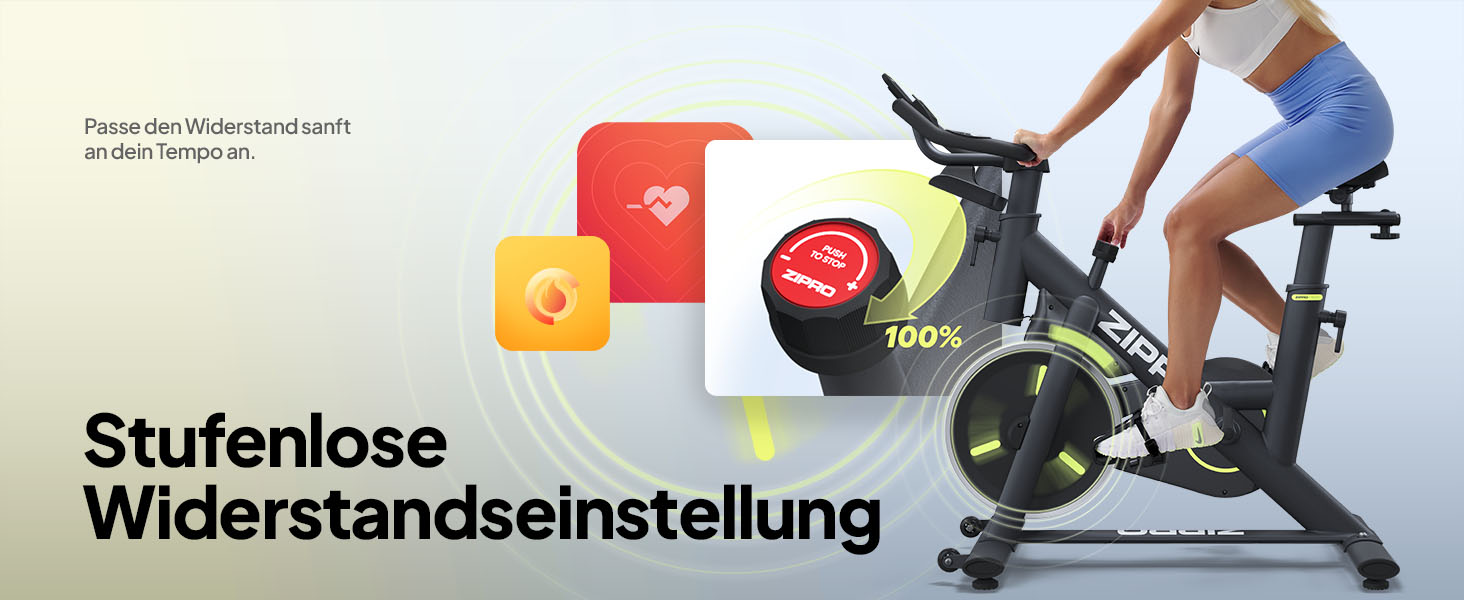 ZIPRO Hometrainer: велотренажер для дому з екраном та мобільною програмою. Стаціонарний велоергометр, до 120 кг, Cardio Fitness