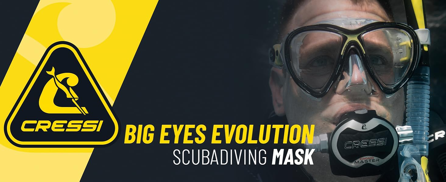 Революційні маски для дайвінгу для дорослих Big Eyes Evolution високоякісна чорно-жовта