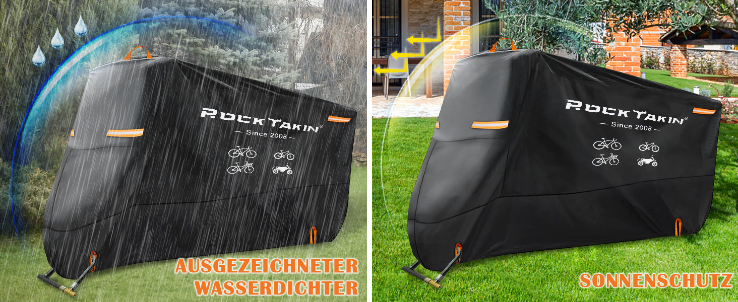 Водонепроникний чохол для велосипеда на 1 велосипед, 300D Oxford, захист від дощу, пилу, УФ-випромінювання та вітру, з світловідбиваючими смугами, сумка для зберігання