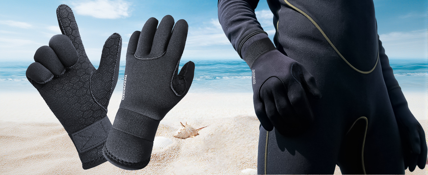 PAWHITS Неопренові рукавички 3 мм для плавання, дайвінгу, каякінгу та серфінгу - чоловічі та жіночі, з антиковзким покриттям (з регульованими ремінцями, розмір L)