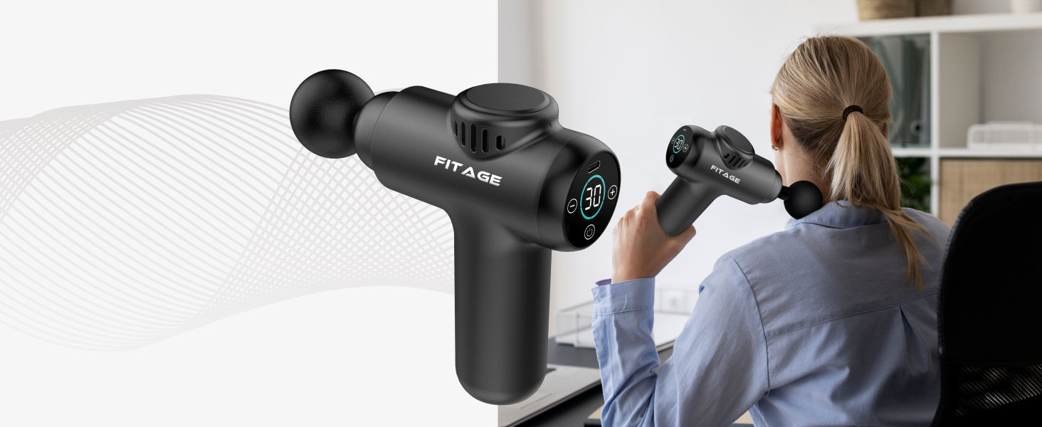 Масажер-пістолет, тихий масажер з 30 рівнями швидкості, 8 насадок для глибокого масажу м'язів, для шиї, спини та всього тіла, міні масажер