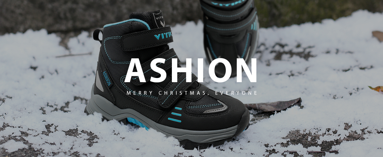 Дитячі зимові черевики ASHION: утеплені, для ходьби та трекінгу, розмір 39 EU, чорний колір