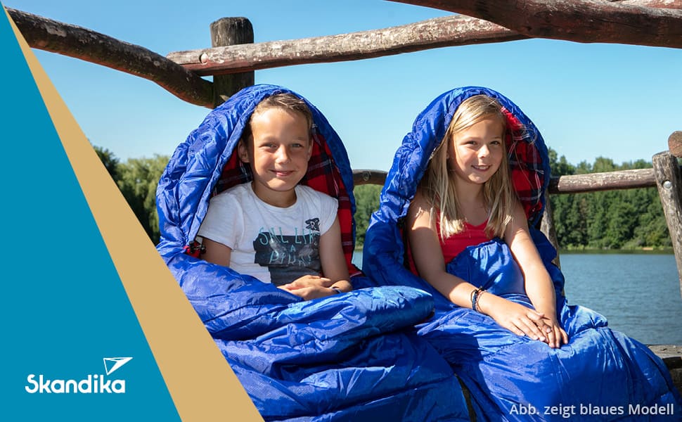 Спальний мішок для дітей Skandika Dundee Junior - теплий, водонепроникний, 175 x 70 см, фланель, комфорт 13°C