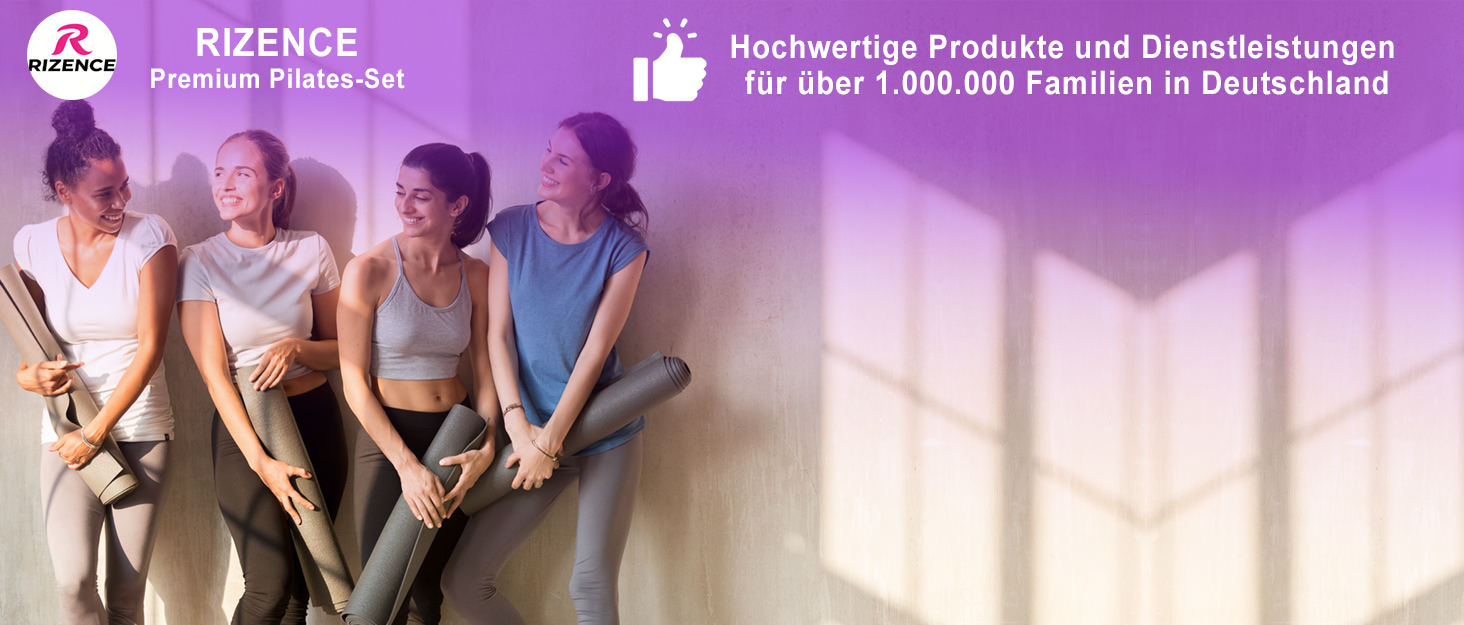 Набір для пілатесу вдома - 12 шт. (кільце 38 см, 5 еластичних стрічок, м'яч, інструкція)