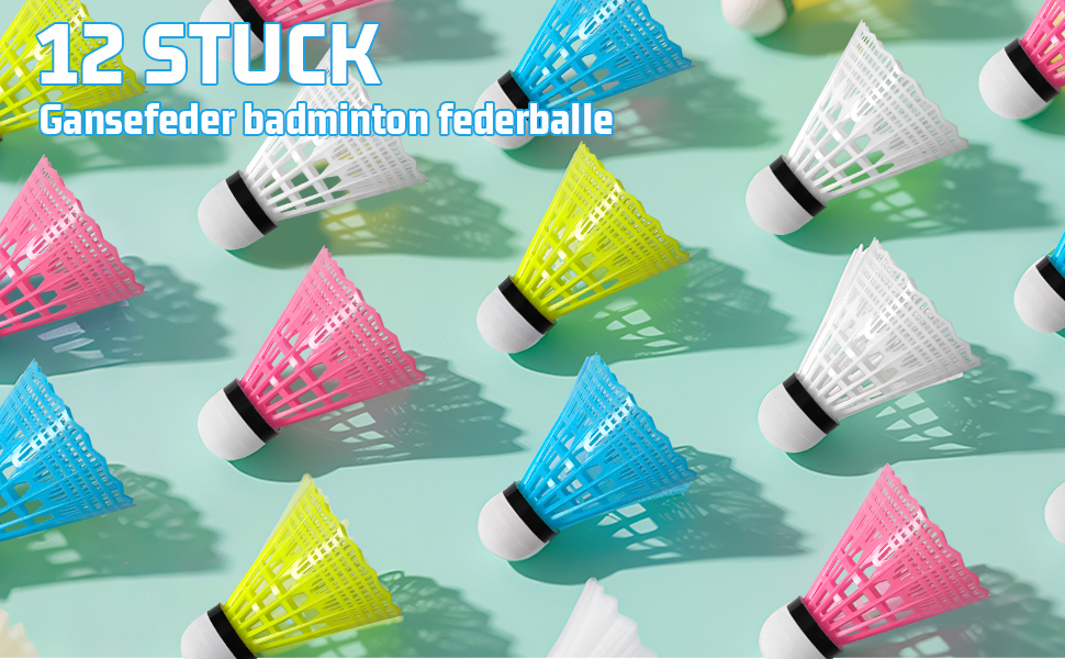 Набір для бадмінтону FYSL 12 шт. Міцні нейлонові волани для гри на відкритому повітрі, тренувань, відпочинку, початківців. Білий+Жовтий+Рожевий