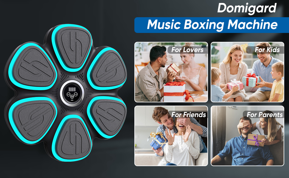 Музична бокс-машина Oamger з LED-підсвіткою, 9 режимів, з боксерськими рукавичками, інтелектуальним підрахунком та Bluetooth, для тренувань вдома для дітей та дорослих, чорний