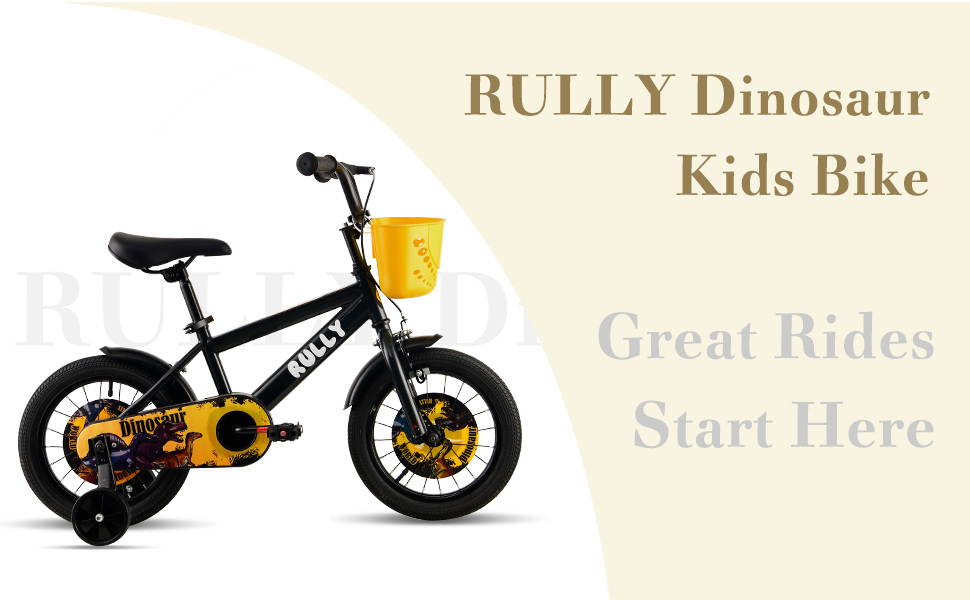 Дитяче велосипед RULLY Динозавр для хлопчиків 2-7 років, 12/14/16 дюймів, BMX, з підставкою