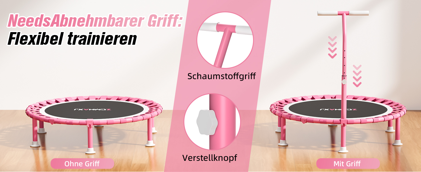 Міні-трамплін складний, 101.6 см, для дорослих та дітей, з регульованою стійкою, Indoor Fitness, до 204 кг, з T-поручнем