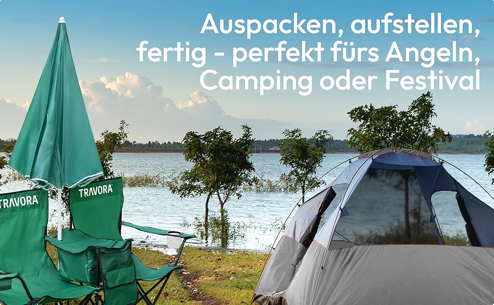 Кемпінговий стул TRAVORA 2 шт. з сонцезахистом та кишенею для охолодження - розкладний стул для відпочинку на природі