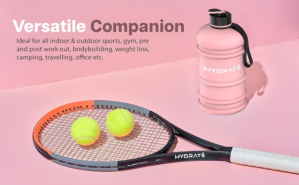 Фляга для води Hydrate XL 2,2 л - чорна, для спортзалу, спорту та подорожей, без BPA, міцна, 2200 мл