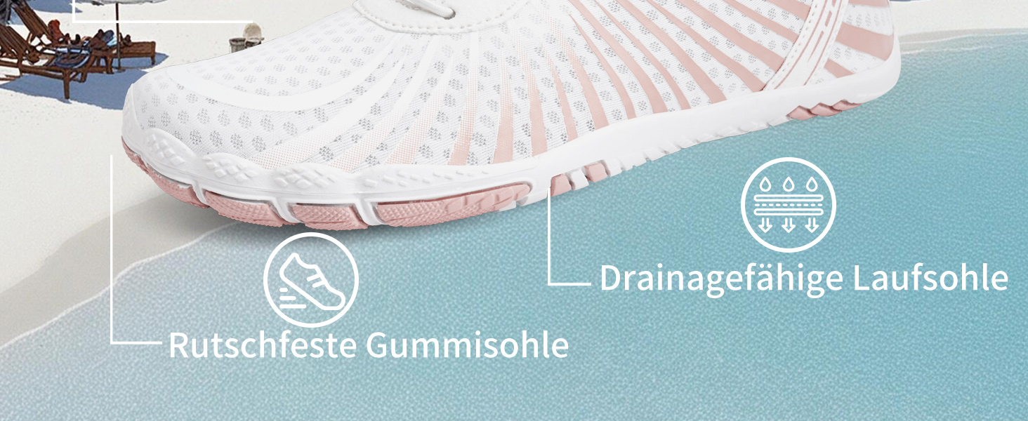 Водні шкарпетки WateLves: унісекс, для чоловіків та жінок, швидко сохнуть, з антиковзкою підошвою та широкою носовою коробкою. Білий, оранжевий, 39 EU