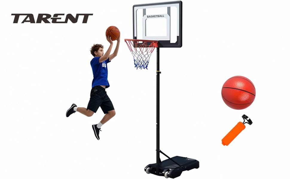 Баскетбольний кошик вуличний з м'ячем та насосом, регульована висота 148-250 см, для дітей 6-12 років