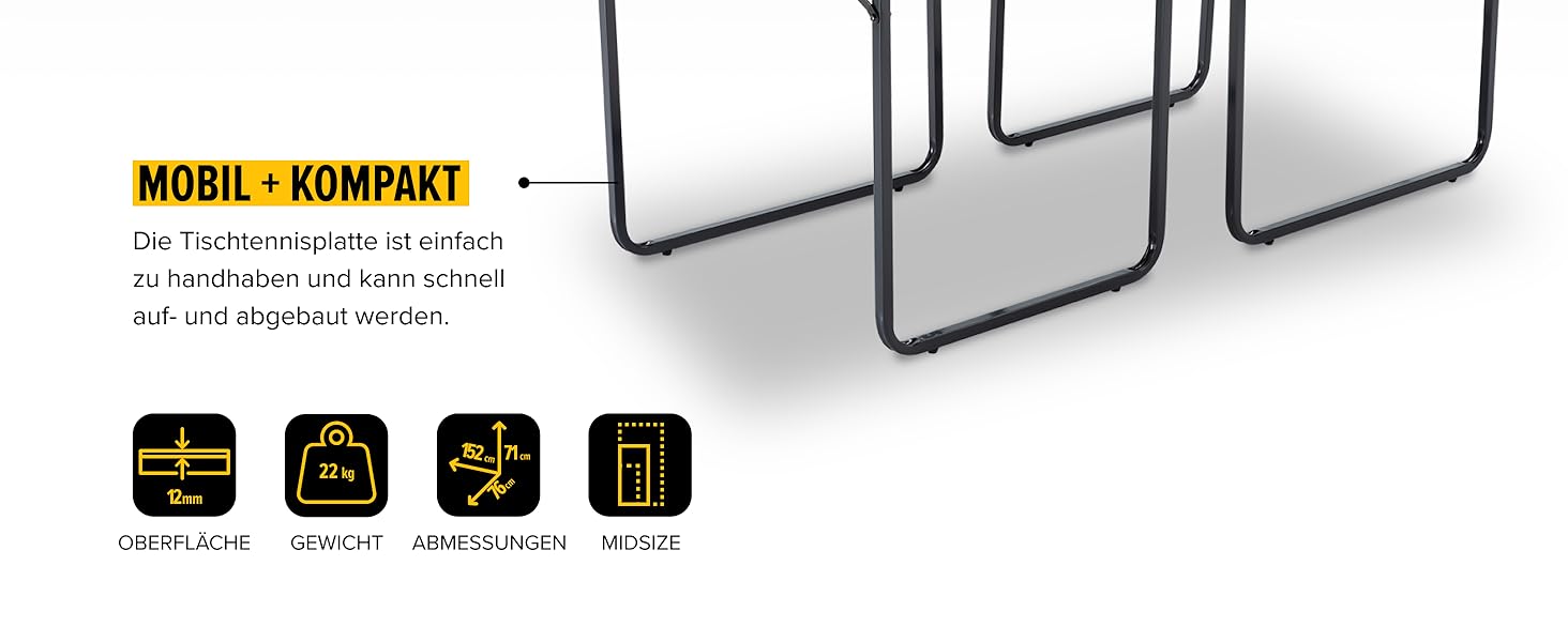 Стіл для пінг-понгу JOOLA Midsize, стіл для відпочинку, комплект з сіткою, чорно-фіолетовий