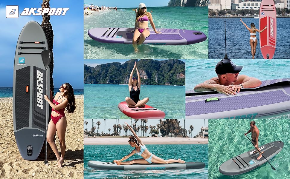 Надувна SUP-дошка AKSPORT з повним комплектом, широка стійка конструкція, нековзка поверхня, для підлітків і дорослих