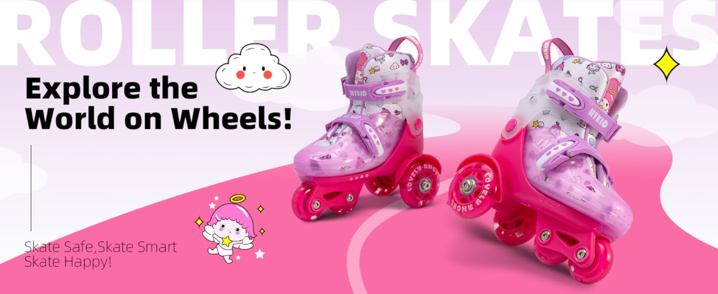 Дитячі ролики для дівчаток, 4 розміри, регульовані, безпечні, дихаюче покриття, легкі