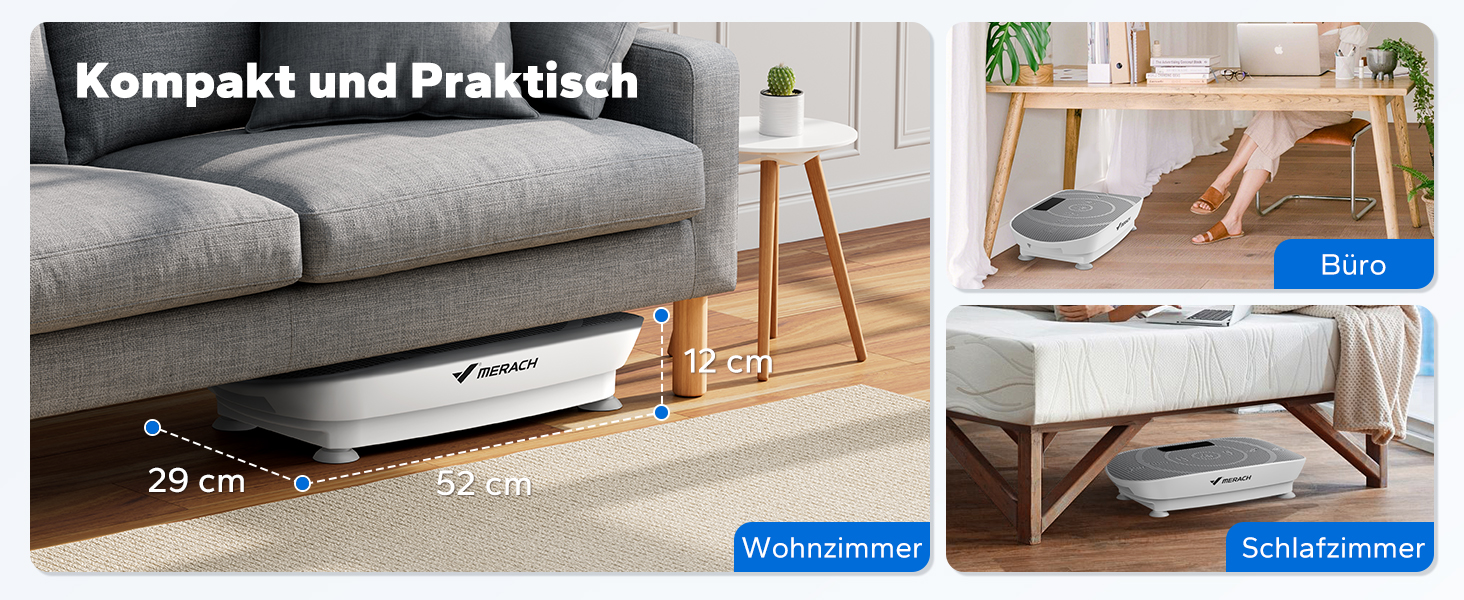 Вібраційна платформа MERACH для формування тіла та розслаблення. Тиха, компактна, з LED-дисплеєм, пультом дистанційного керування та зручним силіконовим покриттям. Сірий колір