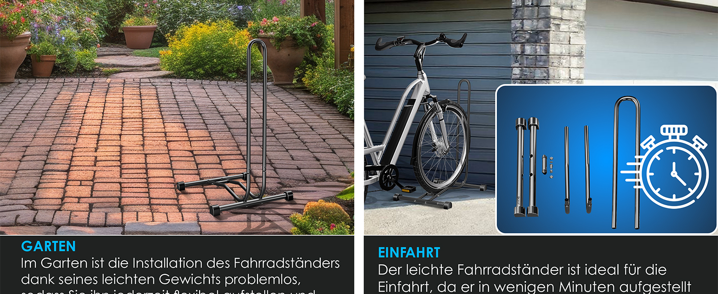 Підставка для велосипеда KESSER® для MTB, E-Bike, Citybike, шосе, з повітряним насосом (2 шт.)