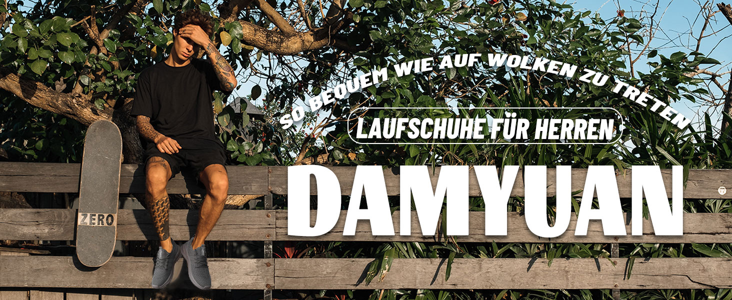 Чоловічі кросівки для бігу та занять спортом Damyuan. Легкі, дихаючі, чорного кольору, 43 EU. Підходять для бігу, тренувань, прогулянок та повсякденного носіння.