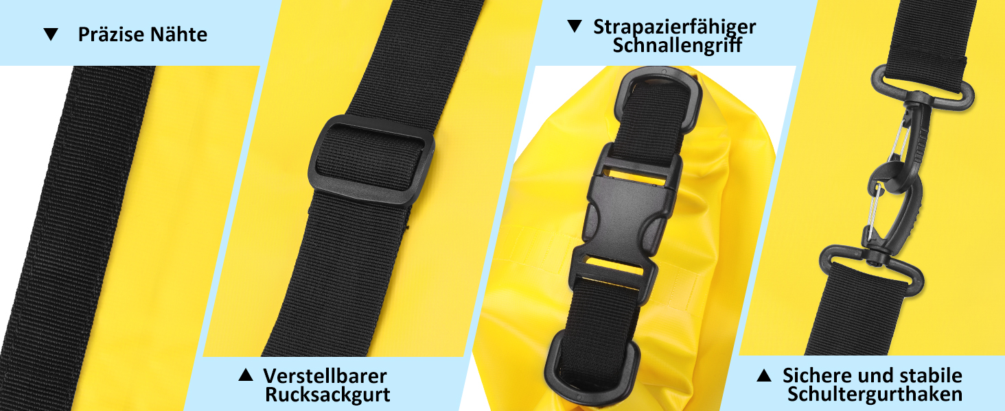 Водонепроникний мішок-рюкзак Dry Bag 5L/10L/15L/20L/30L з регульованим плечовим ременем, для каякінгу, риболовлі, плавання, піших прогулянок та подорожей, чорний (10L)