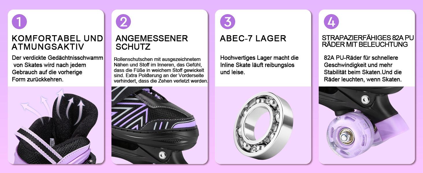 Ролики для дівчаток та жінок, ролики для дітей з регульованим розміром, ролики на роликах M (EU 32-36)