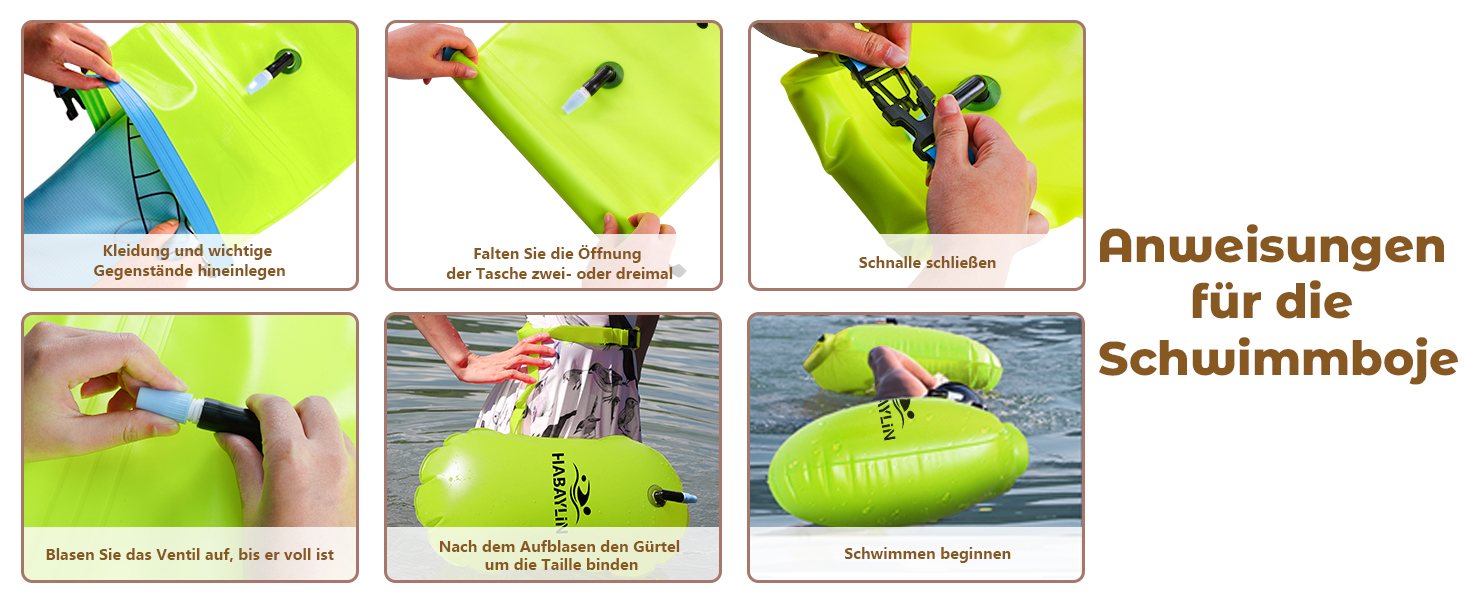 Надувна плавуча шийка 20L для дорослих та дітей - безпечний плавальний засіб для відкритих вод та триатлону (жовтий)