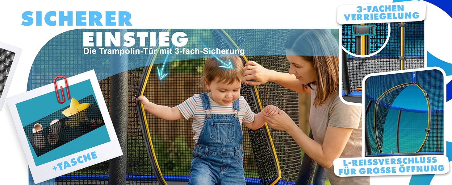 Батут KESSER® Outdoor Ø 244/305/366/427 см з сертифікатом GS, для дітей та дорослих (до 150 кг) з захисним сітком, сумкою, сходами, захисним бортиком та м'якими стійками сітки, антрацит