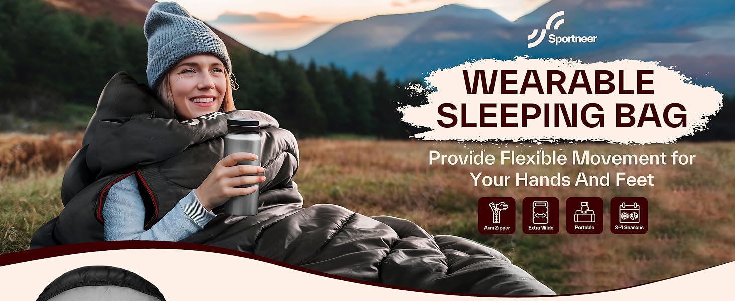 Спальний мішок Sportneer Outdoor 3-4 сезони для дорослих, 200x85см, чорний
