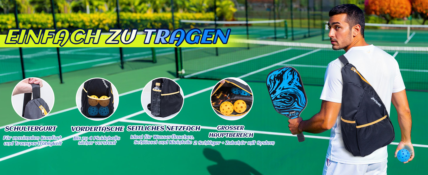 Набір для піклболу JOY SPOT! 2 ракетки, 4 м'ячі, сумка – Легкі ракетки з фібергласовою поверхнею для чоловіків, жінок та початківців – Ідеально для гри в приміщенні та на вулиці