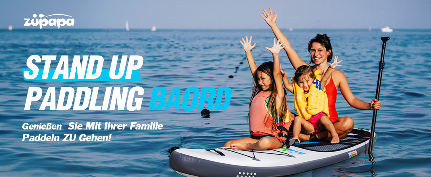 Надувне SUP-борд Zupapa 366см/320см (12ft) з аксесуарами | Stand Up Paddle Board з сидінням для каяка | Чорно-біло-сірий комплект