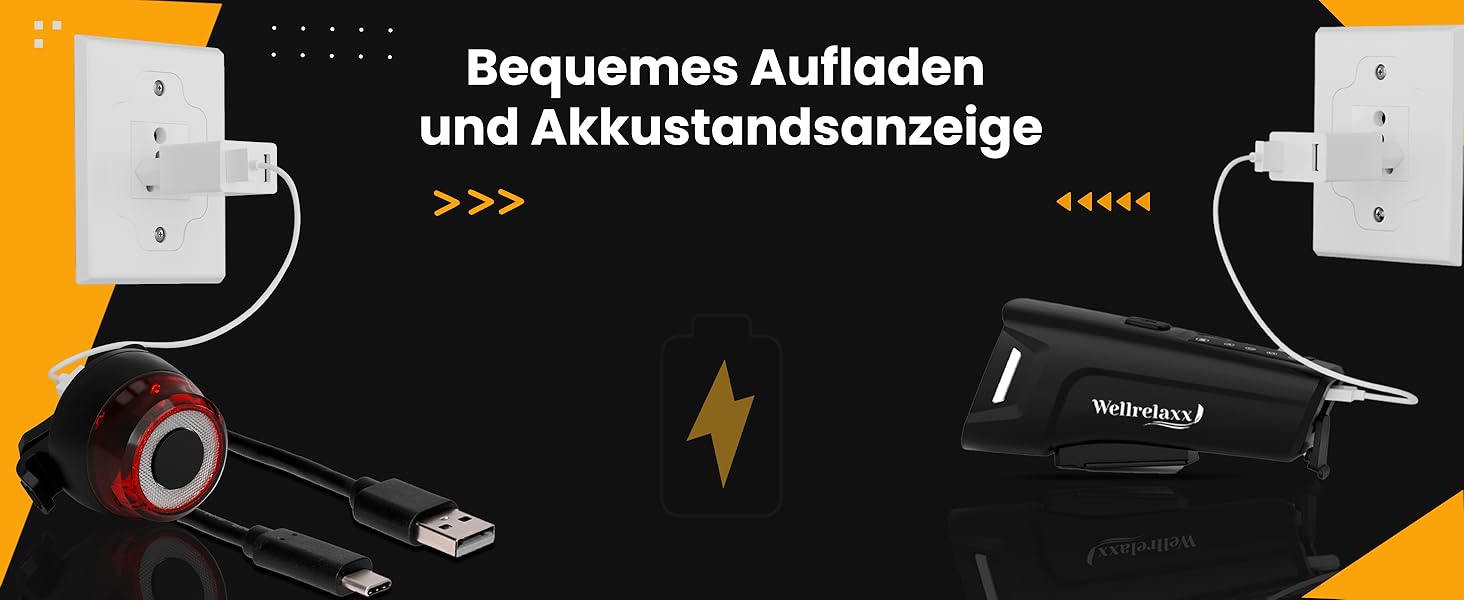 LED велосипедний ліхтар комплект USB, 100 LUX, StVZO, переднє і заднє світло з стоп-сигналом