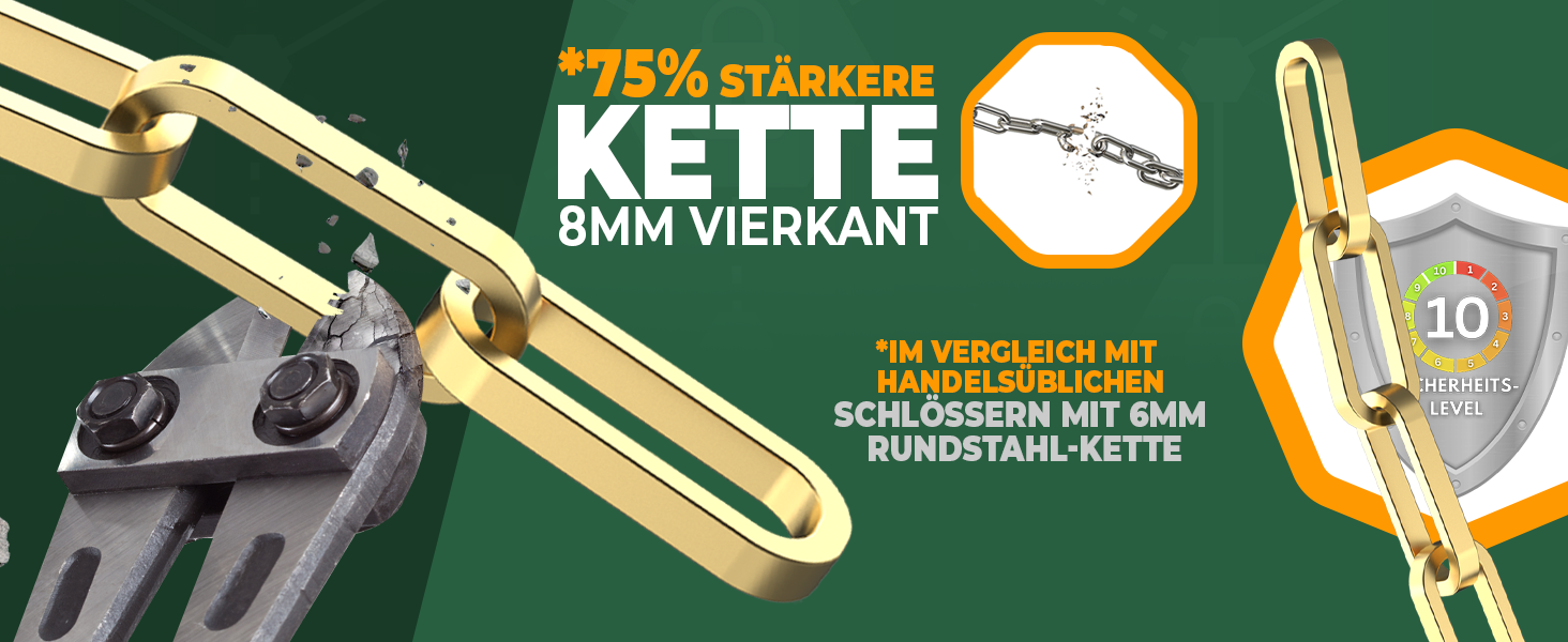 Замок для велосипеда MIVELO ланцюговий, 100 см, висока безпека. 8 мм загартована сталь, кодовий замок. Підходить для E-bike, MTB, шосе.