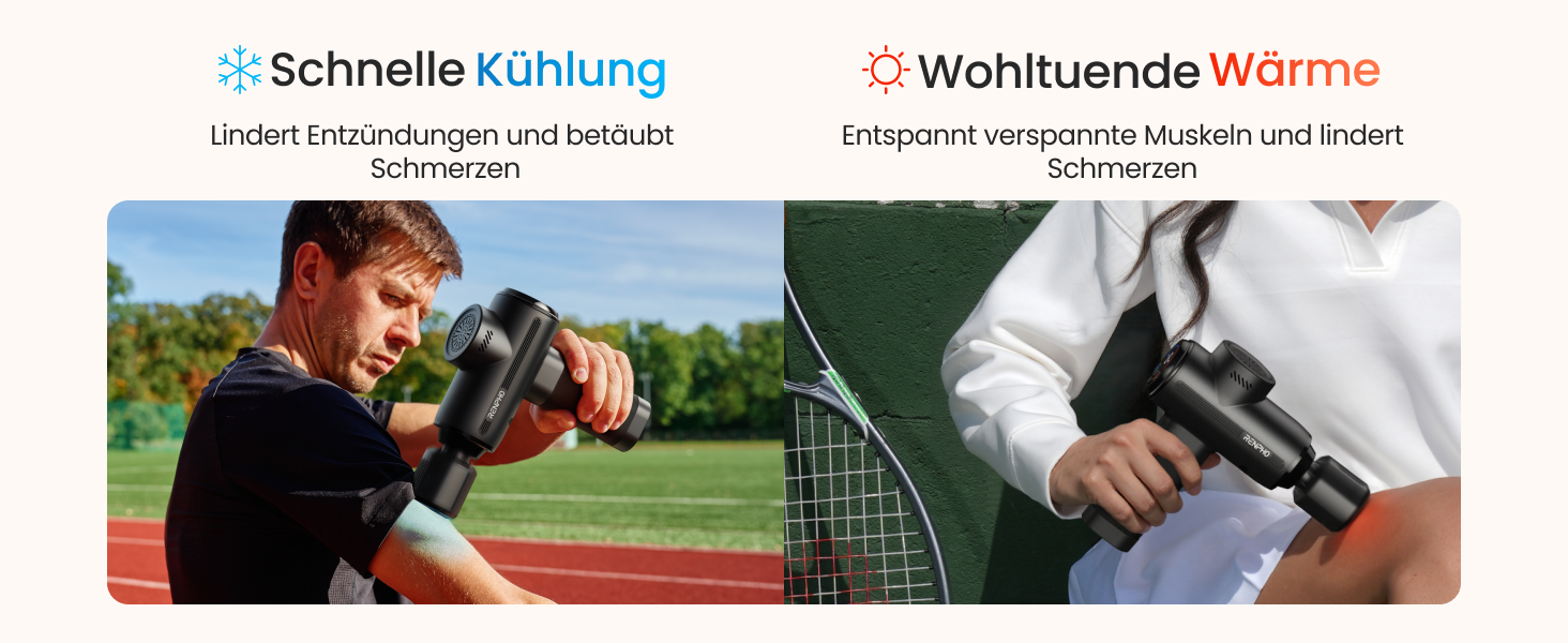 Масажер RENPHO Active Thermacool 2 з підігрівом та охолодженням, 5 швидкостей, 5 насадок, для м'язової терапії